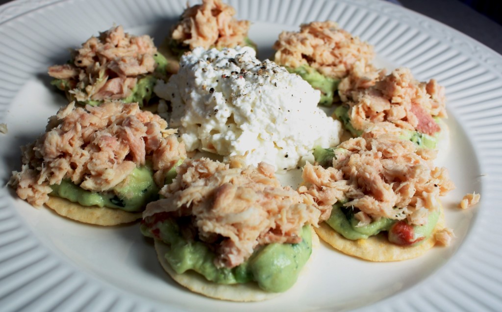 Tuna & Guacamole on Wasabi Crackers